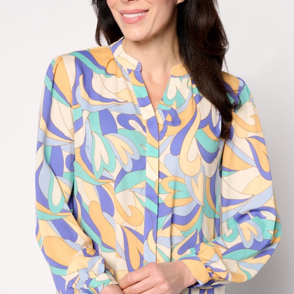 Belle by Kim Gravel Print Women's Top, Size 1X